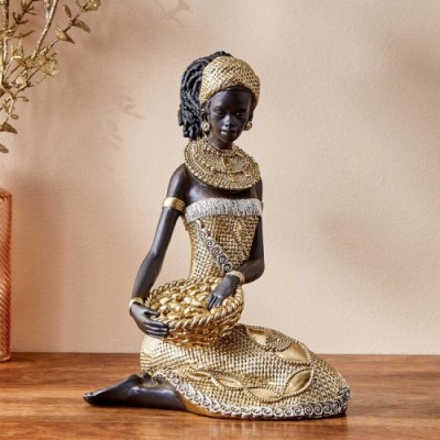 African Lady With Basket Figurine African Lady With Basket Figurine