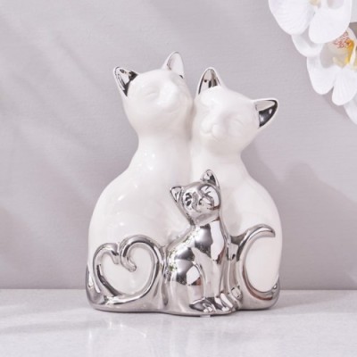 Ceramic Cat Family Figurine Ceramic Cat Family Figurine
