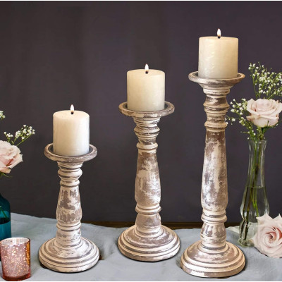 White Wooden Candle Stands White Wooden Candle Stands